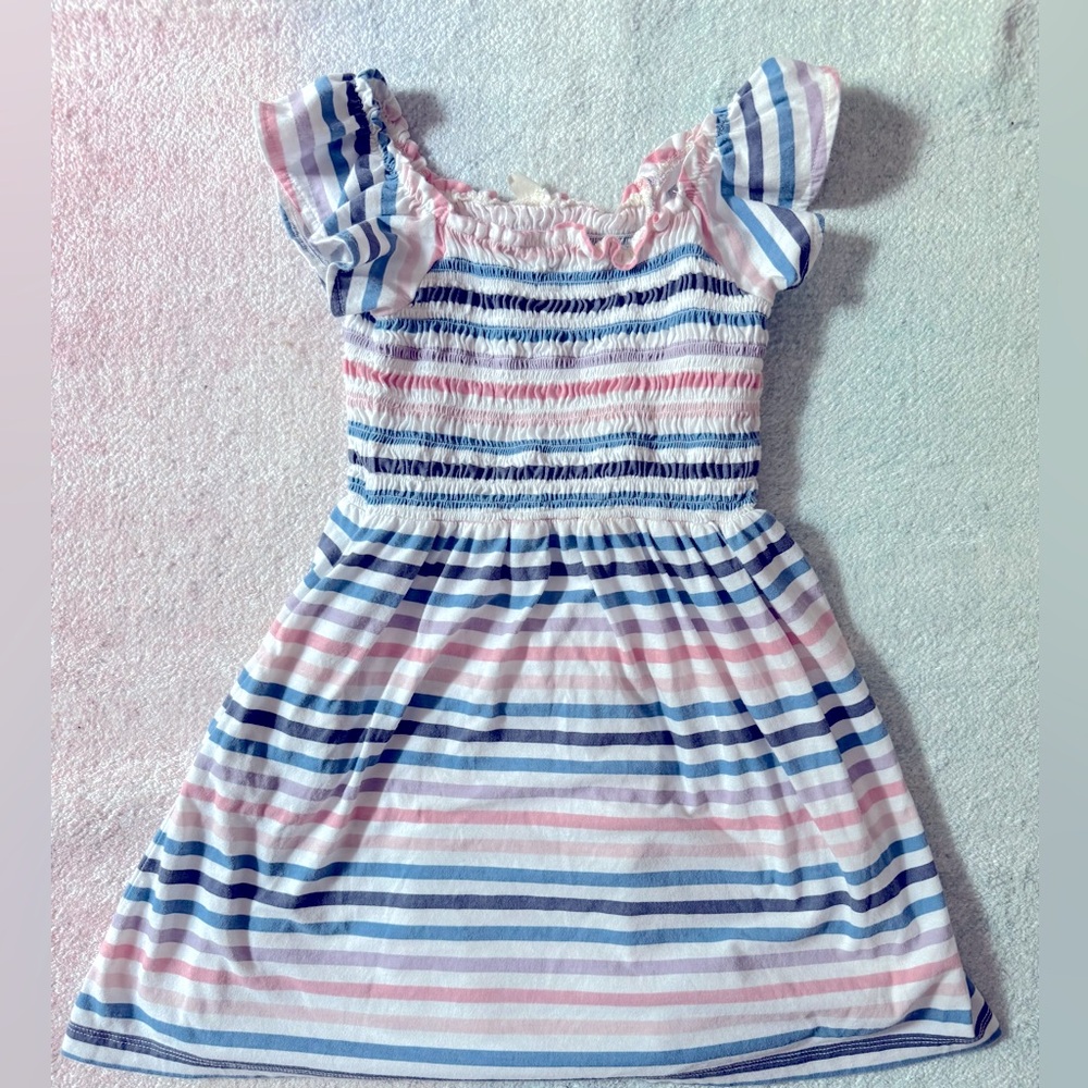 J Crew Crewcuts Girls Striped Smocked Sleeveless Dress - Size Small